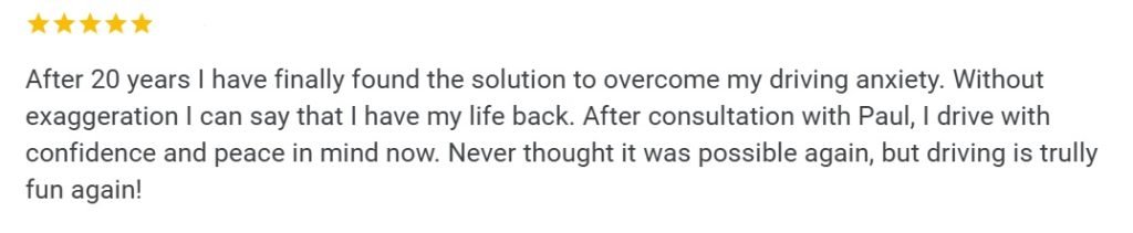 Testimonial from driving anxiety client