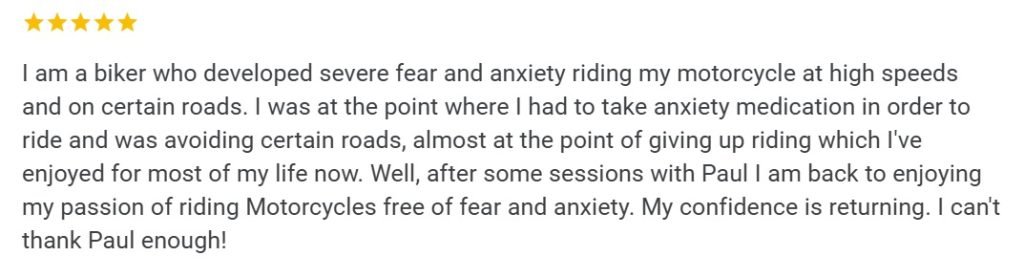 Testimonial from driving anxiety client